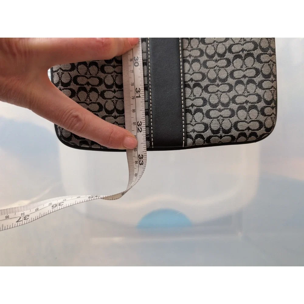 Coach Gray Black Signature‎ Mini C Canvas Leather Trim Crossbody Bag Y2K Classic - Picture 13 of 13